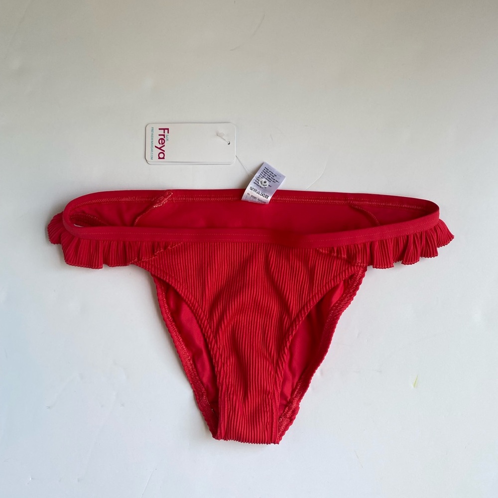 Freya XS, red ruffled bikini bottom NWT